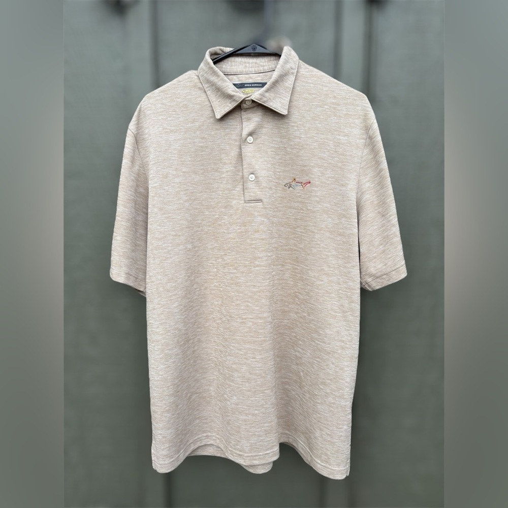 Greg Norman Collection Tan Polo Golf Shirt Textured Knit